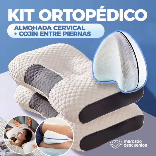 KIT ORTOPÉDICO: ALMOHADA CERVICAL + COJÍN SOPORTE PIERNAS
